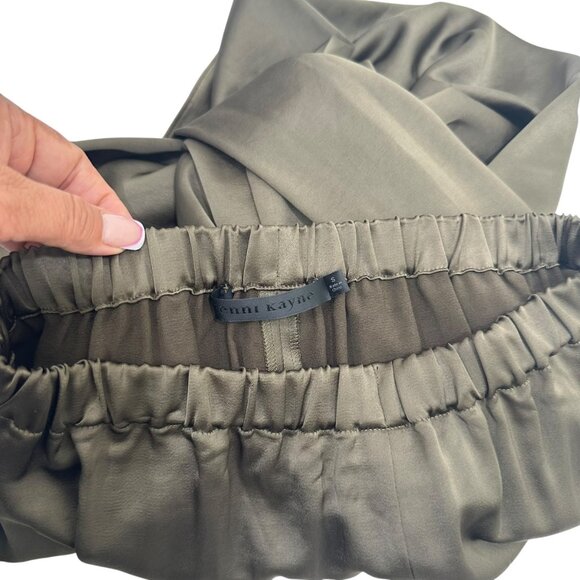 Jenni Kayne Dark Olive Silky Wide-Leg Elastic Waist Pants Women SZ Small Pull on - Picture 2 of 12